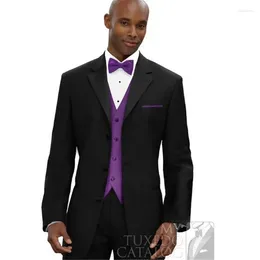 Men's Suits S Brand Style Fashion Most Black With Purple Vest Wedding For Men Custom Made Party Dress