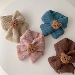 Scarves Baby Scarf Autumn Winter Bear Children Knitting born Bib Wool Knitting Versatile Kids Warm Boy Girl Toddler Neckerchief 231021