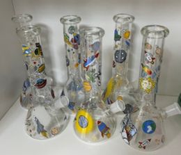 Hookahs Printed Colorful Pipes Dab Rig Beaker Bong Glass Bowl