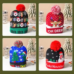 Christmas Hat Fashion For Kids And Adults Autumn And Winter Fashion LED Light Knitted Hat Lantern Party Warm Adult