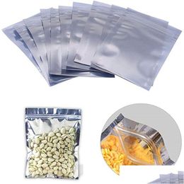 Packing Bags Wholesale 100Pcs A Lot Aluminium Foil Reclosable Zipper Bag Plastic Food Storage Smell Proof Pouch Package Drop Delivery Dhtce