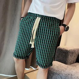 Men's Shorts 2023 Brand Summer Elastic Waistline Casual Shorts/Male Slim Fit Plaid Harlan Shorts/Man Fashion Plus Size S-3XL