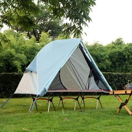 Tents and Shelters Outdoor Camping Off-the-ground Tent Single-person Easy-to-storage Portable Aluminum Alloy Anti-mosquito Rain-proof Fishing Tent 231021