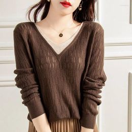 Women's Sweaters Women's Sweater Spring And Autumn Fashion Knitted Temperament Elastic Soft Light Luxury Splice Women