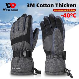 Cycling Gloves WEST BIKING Men Women Winter Ski Gloves Waterproof Warm Cycling MTB Bike Gloves Motorcycle Snow Skiing Hiking Windproof Gloves 231021