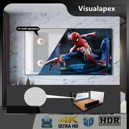 16:9 HDTV Sound Audio Nano Bright White Woven Acoustically Transparent Edge Free Fixed Frame Projector Screen