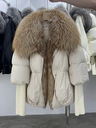 Women's Down Parkas Lagabogy Winter Women Puffer Coat Large Real Fur Collar Thick Luxury Parkas Outerwear Female 90% White Duck Down Jacket 231020