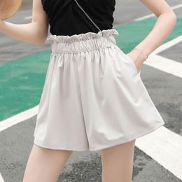 Running Shorts Summer Female Sports Chiffon Anti-Crease Loose Korean High Waist Flower Bud Wide Leg Pants Gym Leisure Home