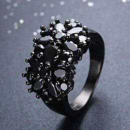 Cluster Rings Fashion Unique Female Black Oval Inlaid Cross Border Vintage Big Wedding Jewellery Gifts For Women Men