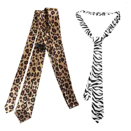 Bow Ties 2PCS Zebra Leopard Printed Necktie Universal Party Unisex