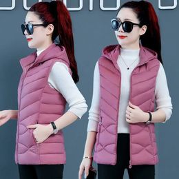 Women's Vests Women Sleeveless Jacket Autumn Winter Fashion Casual Female Warm Womens Vest Outerwear Ladies Removable Hooded Waistcoat 231020