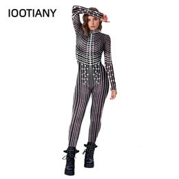 Pearl Tassel Pattern 3D Print Women Sexy Skinny Jumpsuit Carnival Cosplay Costumes Fancy Bodysuit Party Rompers New