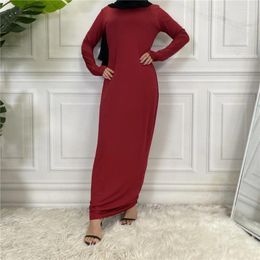 Ethnic Clothing Arabic Solid Long Sleeve Dress For Women Fashion Muslim Slim Robes 2023 Summer Middle Female East Turkey Dresses