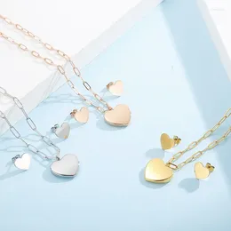 Necklace Earrings Set Peach Heart Earring Women Girls Gold Silver Plating Fashion Jewelry Party Gift 2023 Style