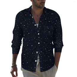 Men's Casual Shirts Star Starlight Shirt Autumn Night Pattern Men Novelty Blouses Long Sleeve Graphic Street Tops Plus Size