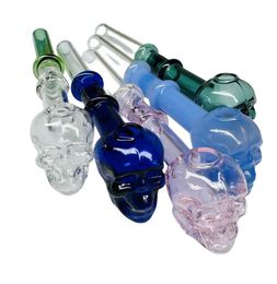 APPOOL skull bubbler pyrex glass pipes Curved Glass Oil Burners Pipes 5.5 inch length glass tube Balancer Skull Pipe smoking pipes