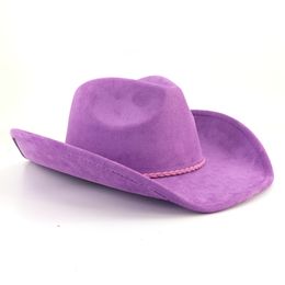 Suede Top Hat Men's Lady Couple Western Big Brim Cowboy Hat Women Party Felt Cap Outdoor Sun Hat