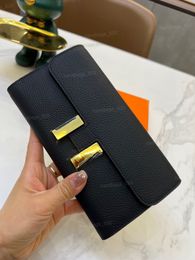 Cowhide Wallets for Women Long Large Capacity Buckle Multi Carda Multi Functional Bag Card Wallets Coin Purse