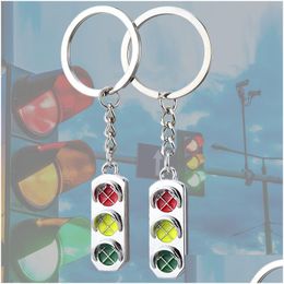 Party Favor Traffic Light Keychain Alloy Car Key Ring Metal Bag Pendant Creative Birthday Wedding Partygifts Q442 Drop Delivery Home Dh83T