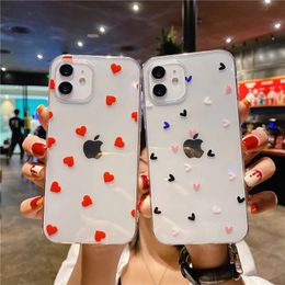 Cell Phone Cases LUPWAY Case For iPhone 11 Pro Max 12 13 Mini 7 8Plus X XR XS Transparent Cute Cartoon Love Heart Soft TPU Mobile Cover 231021