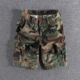 Gym Clothing 2023 Summer American Multi-pocket Camouflage Overalls Shorts Men's Fashion Retro Casual Five-point Pants Loose Woven