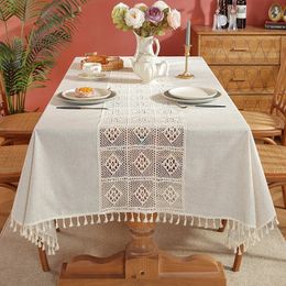 Table Cloth Battilo Lace Linen Pastoral Style Tablecloth Hollow Out Rectangle Cover Coffee Tables Thick For Dining 231020