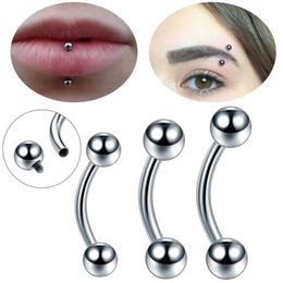 Stud 10pcs/lot Internally Thread Eyebrow Banana Piercing Curved Barbell Rings Daith Helix Earring Cartilage Piercing Jewellery 231020