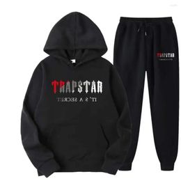 Мужские куртки 2023Trapstar Мужчины Женщины Спортивный костюм Брендовая уличная одежда с принтом Спортивная одежда Теплый комплект из двух предметов Брюки с капюшоном для бега с капюшоном