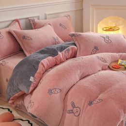 Bedding sets Flannel Duvet Cover Coral Fleece Warm Winter Thick Single Double Queen King Size Quilt cover Sided Velvet Set bvghfg 231020