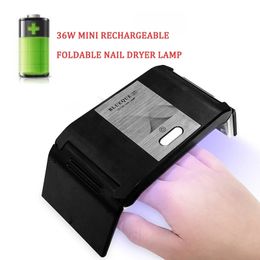 Nail Dryers Mini Folding Rechargeable Lamp for Drying Nails 36W UV LED Manicure Gel Polish Machine Salon Equipment 231020