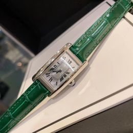 Tank Женские роскошные кварцевые часы AAA с маленьким циферблатом, дизайнерский кожаный ремешок, длина 34 мм, ширина 19 мм, высококачественный рождественский изысканный подарок Montres de luxe Guarda Luxusuhr