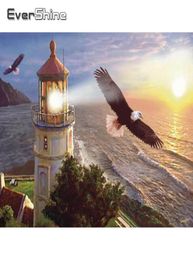 Paintings Evershine Diamond Mosaic Eagle Lighthouse Painting Landscape Full Square Embroidery Pictures Of Rhinestone 6572701
