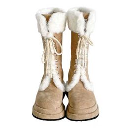 Boots Women's Fury Snow Winter New Thick Sole Plush Knight Warm Mid Sleeve Martin Strap