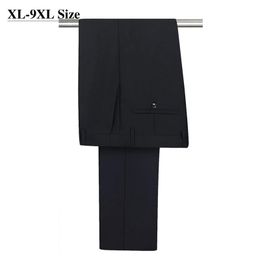 Men's Pants Men's Trousers Loose Suit Pants 9XL 8XL 7XL Oversized Pure Colour Business Formal Office Work Clothes Plus Size Black Navy Blue 231021