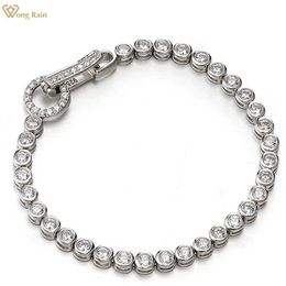 Bangle Wong Rain 100% 925 Sterling Silver Created Gemstone Party Fashion Women Chain Bracelet Bangle Fine Jewelry Wholesale 231020