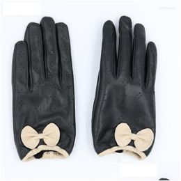 Five Fingers Gloves Five Fingers Gloves Butterfly Women Genuine Leather Touch Perforated Thin Section Sheepskin Driving Wrist Winter M Dhput