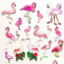 Animal Iron Ones Sewing Notions Assorted Flamingo Sew On Embroidered Applique For Clothes Jacket T Shirt Hat Jeans Diy Drop Delivery