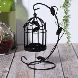 Candle Holders Innovative Iron Leaves Hollow Out Cage Holder Hanging Candlestick Household Decoration