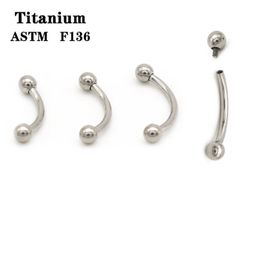 Stud 60pcs ASTM F136 Eyebrow Rings Internally Threaded Piercing Banana Curved Barbell Navel Belly Button Body Jewelry16G 7mm 231020