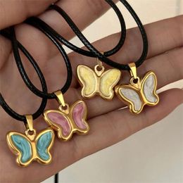 Pendant Necklaces Fashion Women Necklace Korea Style Butterfly Enamel Gifts For Girls Cute Lovely Neck Jewellery Accessories
