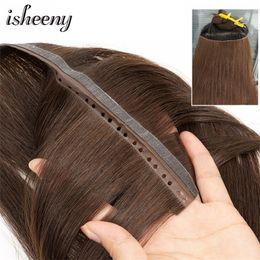 Hair Bulks Invisible Hole Weft Human Hair Extensions 12"-24" Twin Tab Weft Hair Natural Straight Pull Through Micro Weft Hair 30g 40g 50g 231020