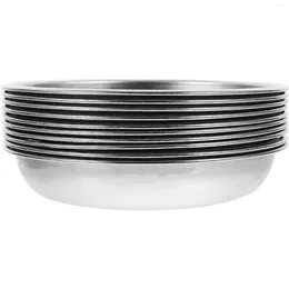 Plates 10 Pcs Stainless Steel Plate Sauce Dishes Spice Mini Dessert Cake Containers Appetizer Serving Tray