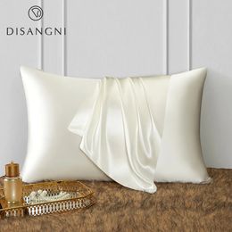 Pillow Case DISANGNI 22 Momme 100% Natural Mulberry Silk Pillowcase for Hair and Skin - Double-Sided Pure Silk Invisible Zipper Design 1PC 231021