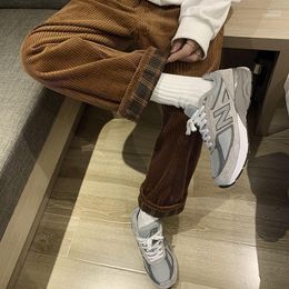 Men's Pants Men's Loose Corduroy Stright Thick Warm Autumn Winter Casual Quality Solid Color Preppy Style Male Trousers1