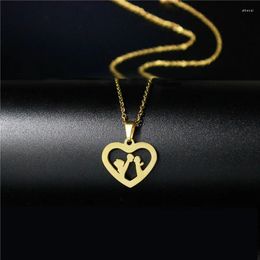 Pendant Necklaces Necklace For Women Heart Stainless Steel Personalised Engraved Picture Hollow Lovers Christmas Gifts