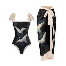 Beachwear Cover Up Skirt New Backless Floral Print One Piece Sarong bikini Swimsuit
