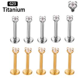 Stud 10PC F136 Piercing 2-4mm Zircon Labret Internal Thread Lip Rings Ear Stud Conch Lobe Body Piercing Jewellery Earrings 16G 231020