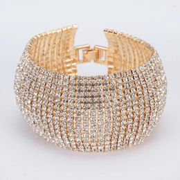 Bangle Fashion Women's Shiny 15-row Claw Rhinestone Bracelet Party Bangles