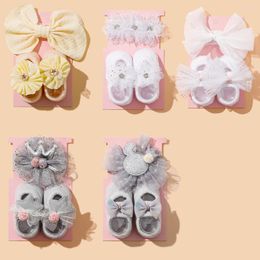 Hair Accessories 2Pcs/Set Cute Ship Socks Plus Soft Elastic Headband Suit For Born Girls Baby Learning Shoes Headwear Children's