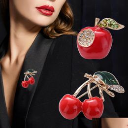 Pins Brooches 5 Styles Pearl For Women Cherry Apple Broorch Pin Small Gift Lday Clothing Decoration Jewellery Accessories Drop Deliver Dhimx
